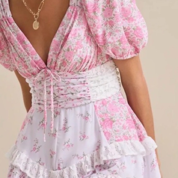 Altar’d State Floral Puff Sleeve Tiered Mini Dress Size Small NWT - Picture 10 of 14